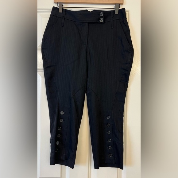 Whistles Pants - Whistles London Wool Blend Pin Stripe Black Crop Pant Size 4